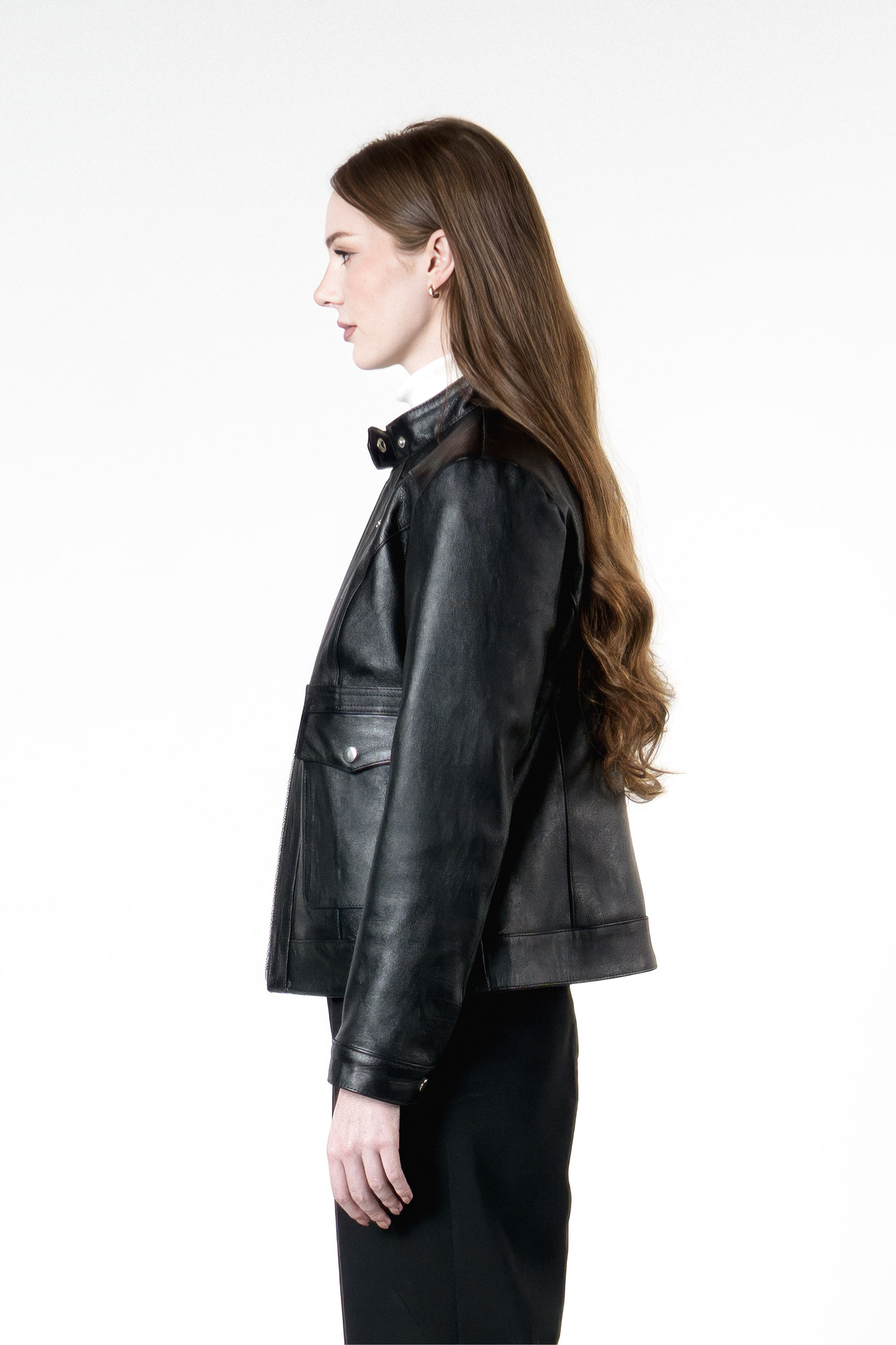 Chaqueta en Cuero Preston Negra