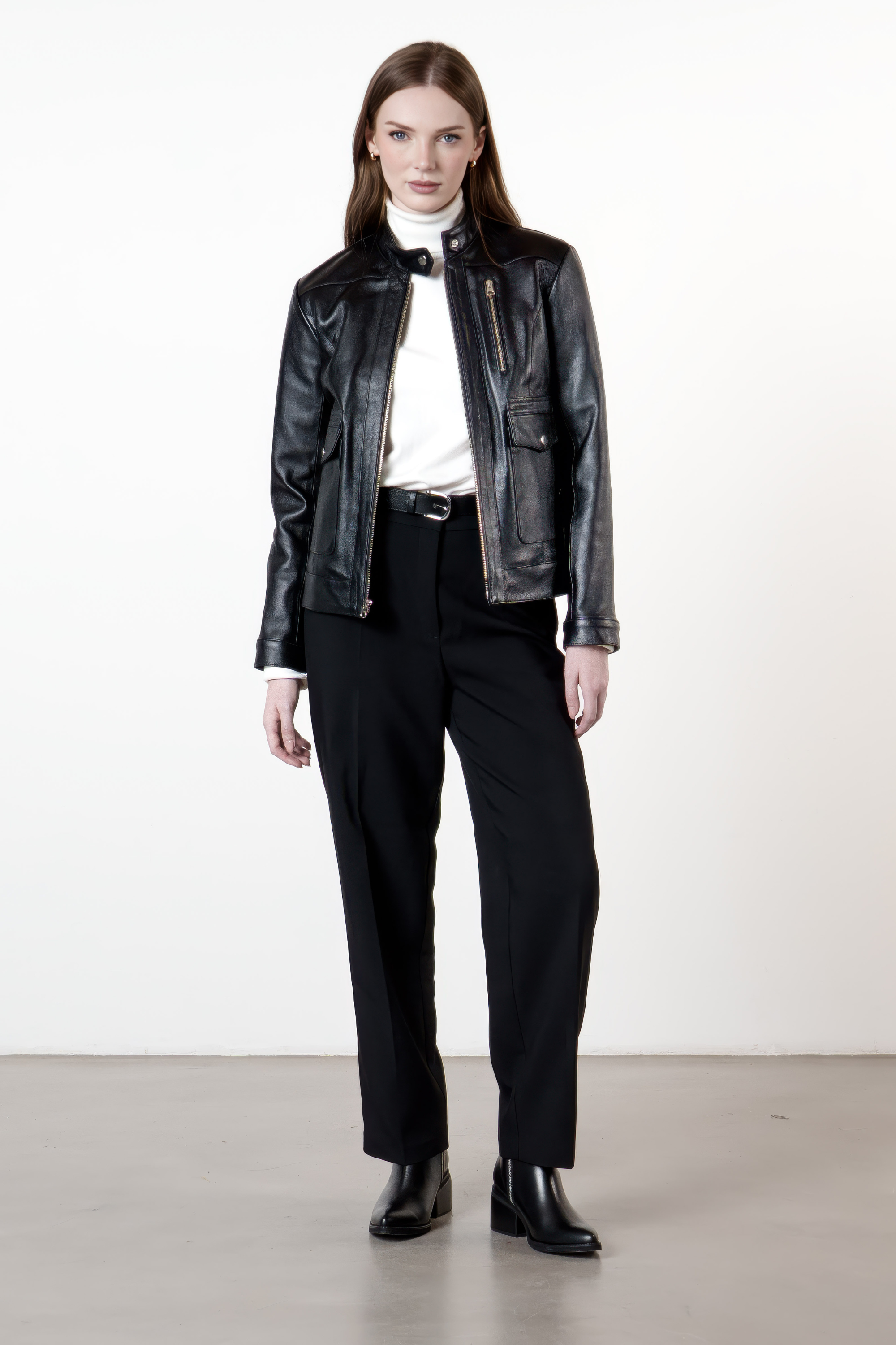 Chaqueta en Cuero Preston Negra