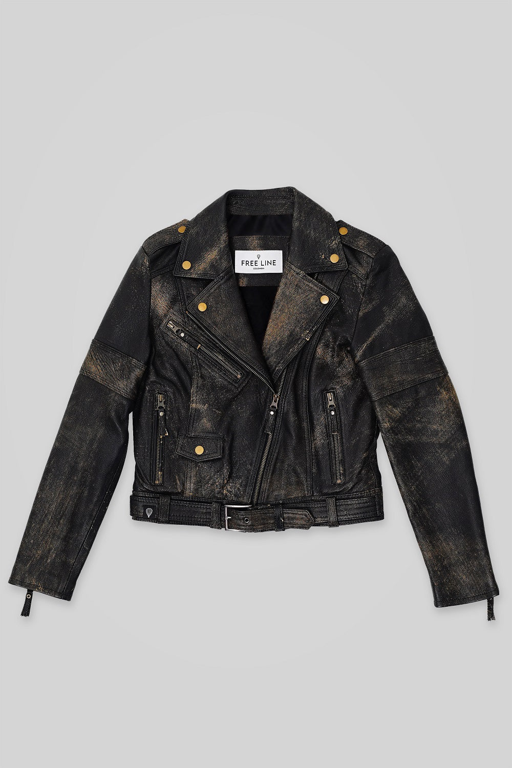 Chaqueta en cuero para mujer, tipo Biker en cuero envejecido confección hecha a mano por nuestros artezanos, Chaqueta 100 % en cuero, con garantia de dos años
