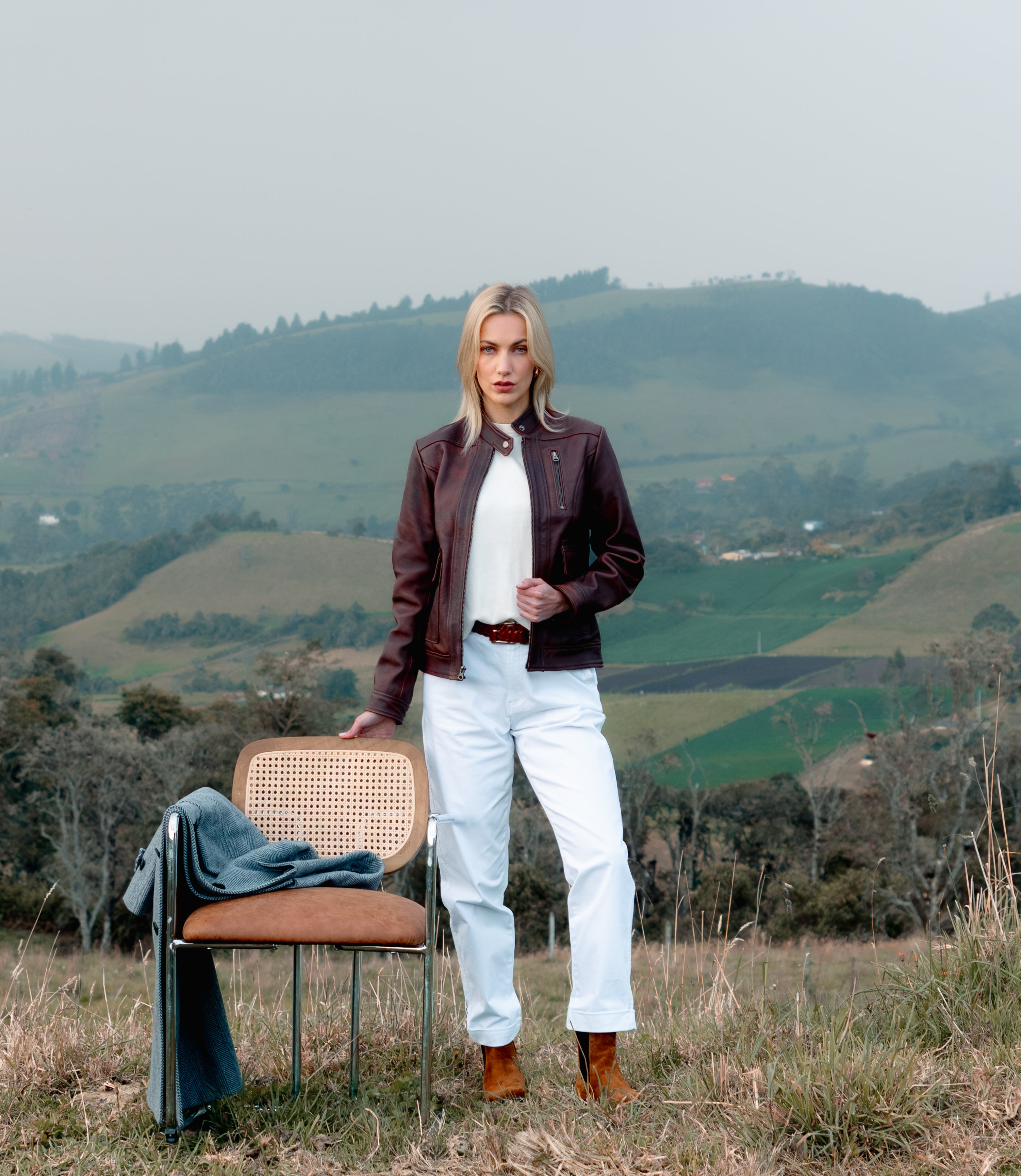 Chaqueta en Cuero Preston Coñac