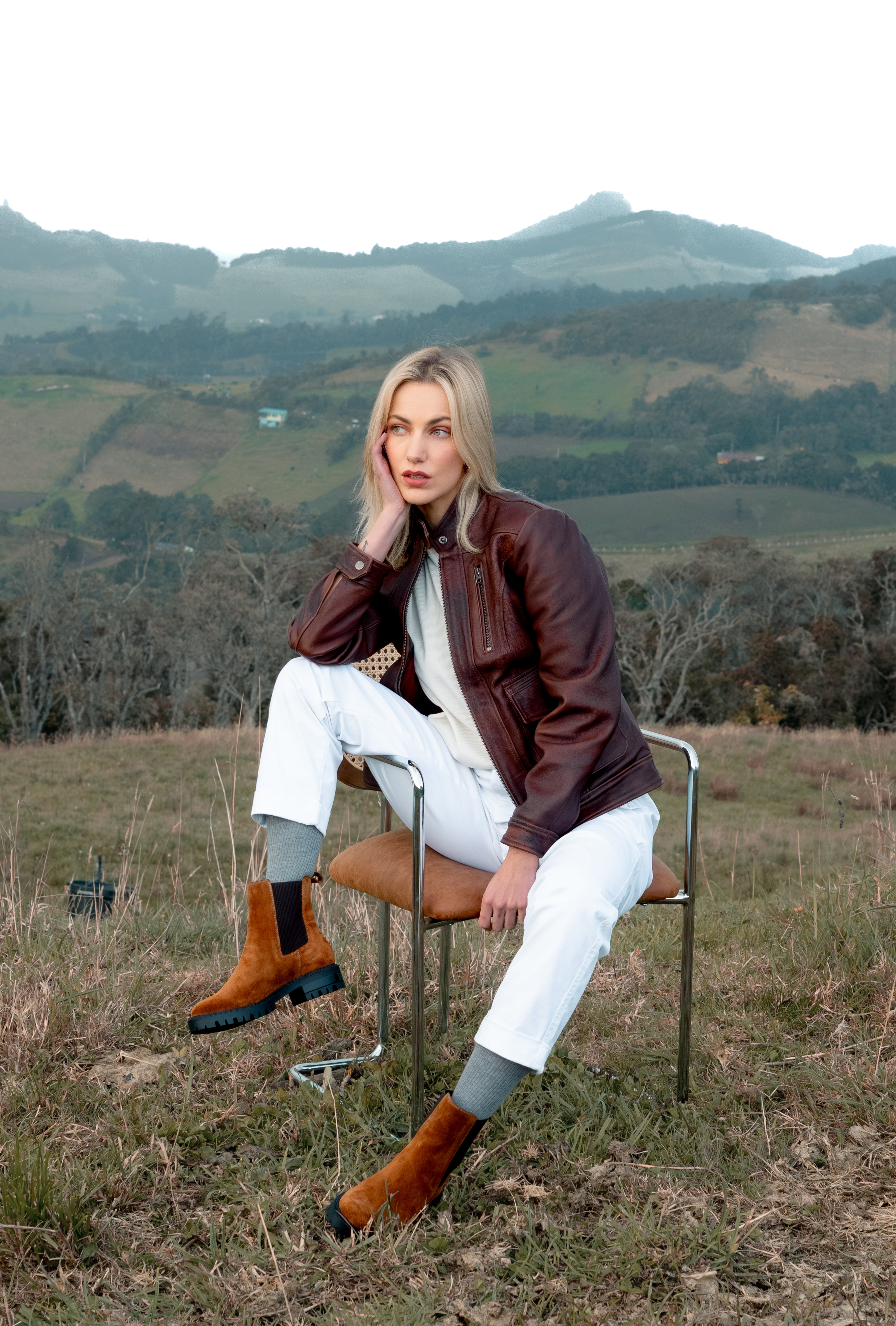 Chaqueta en Cuero Preston Coñac