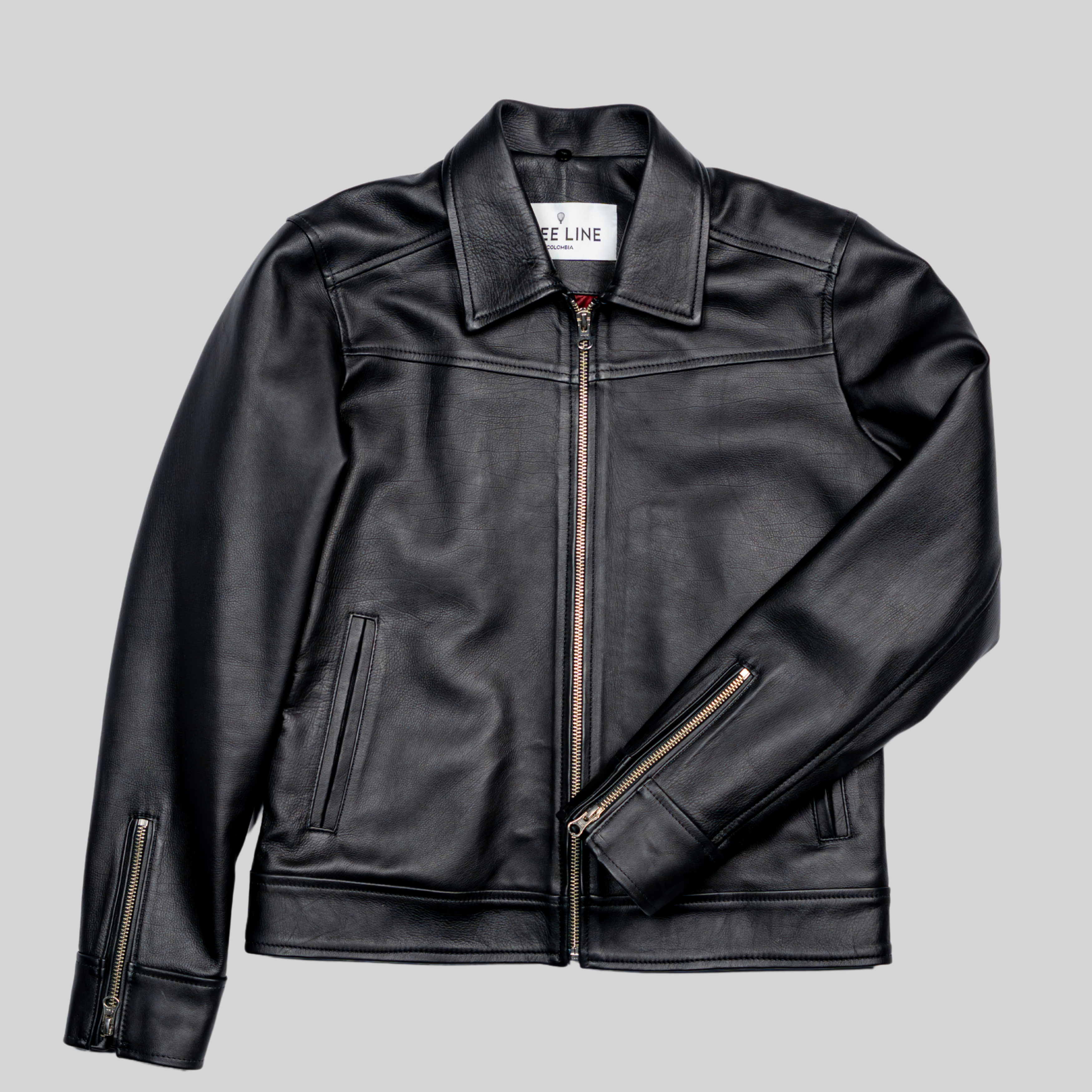 CHAQUETA EN CUERO CON OXFORD