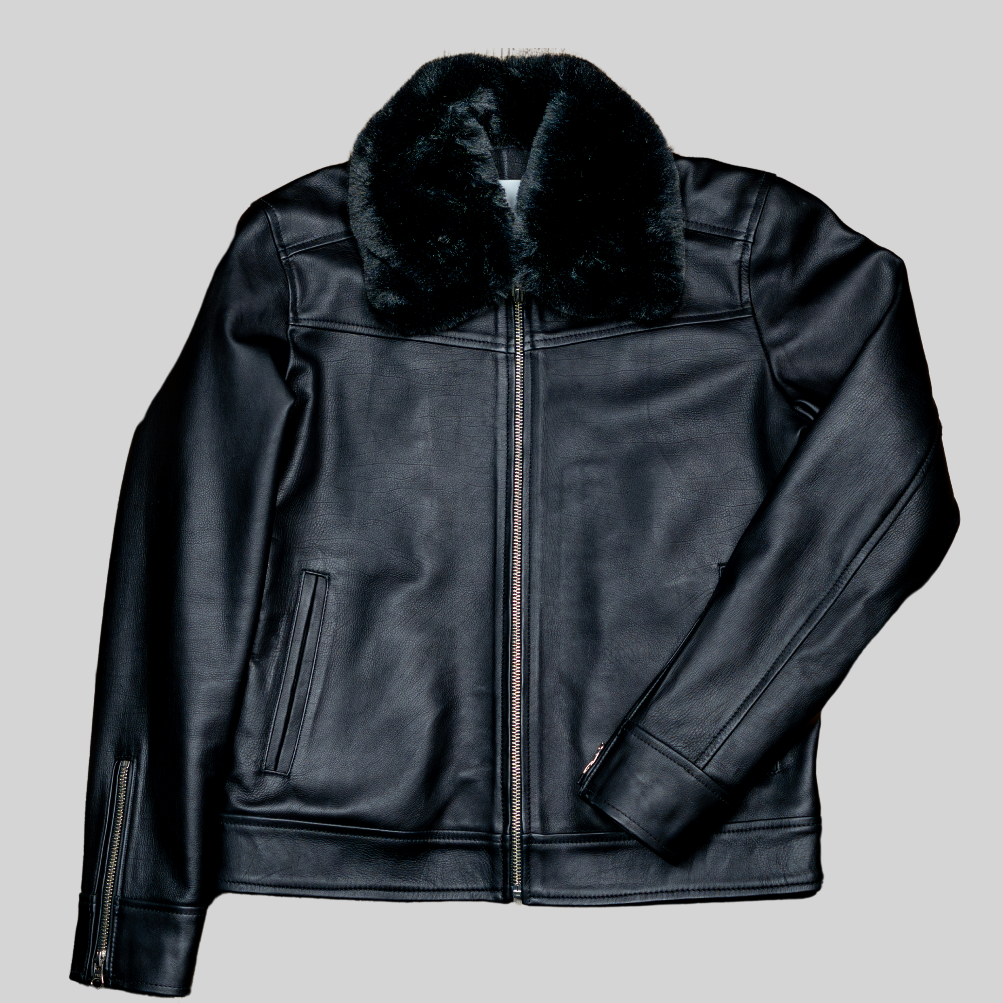 CHAQUETA EN CUERO CON OXFORD