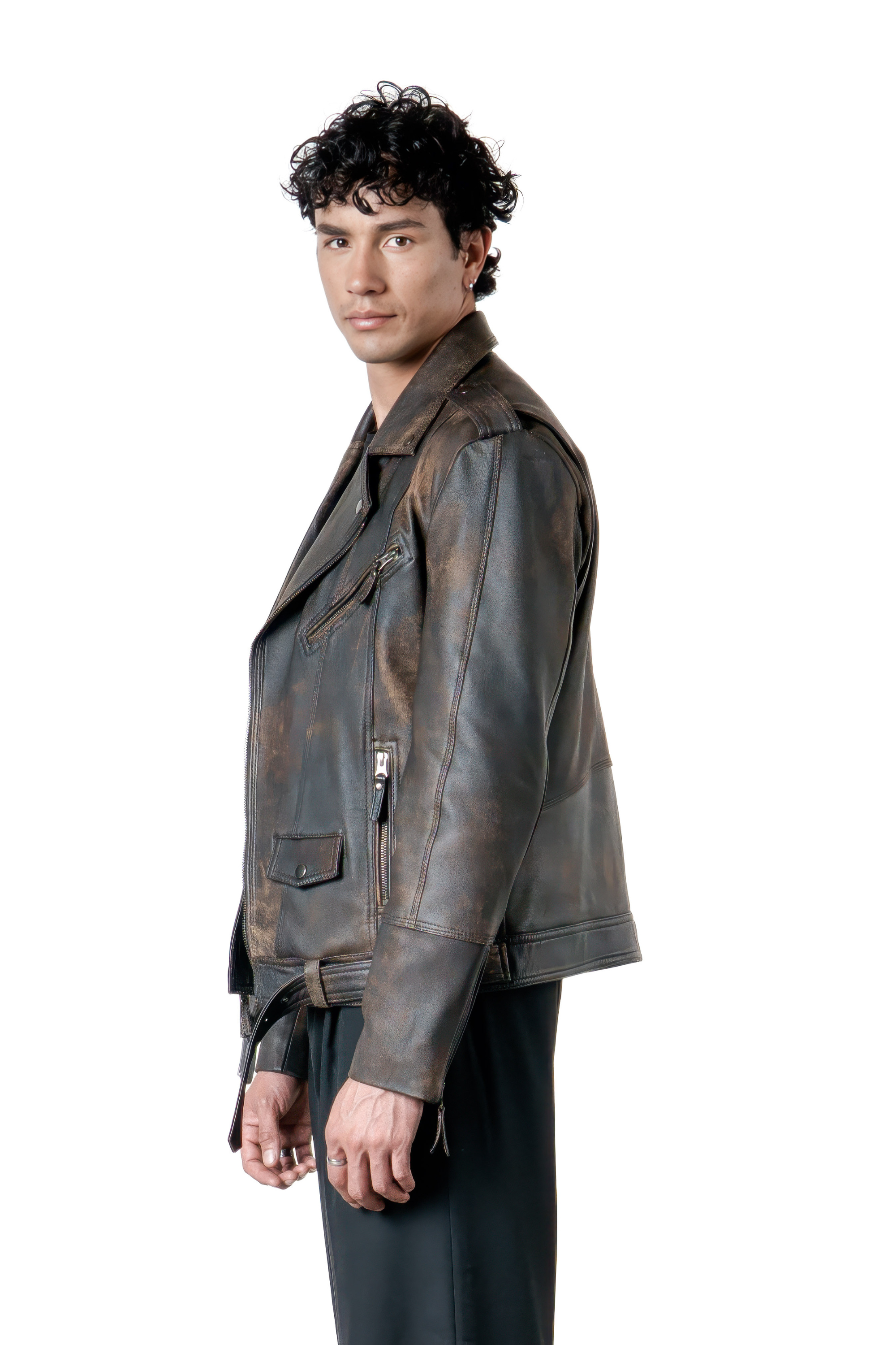 Chaqueta en Cuero Envejecido Terracota Indie