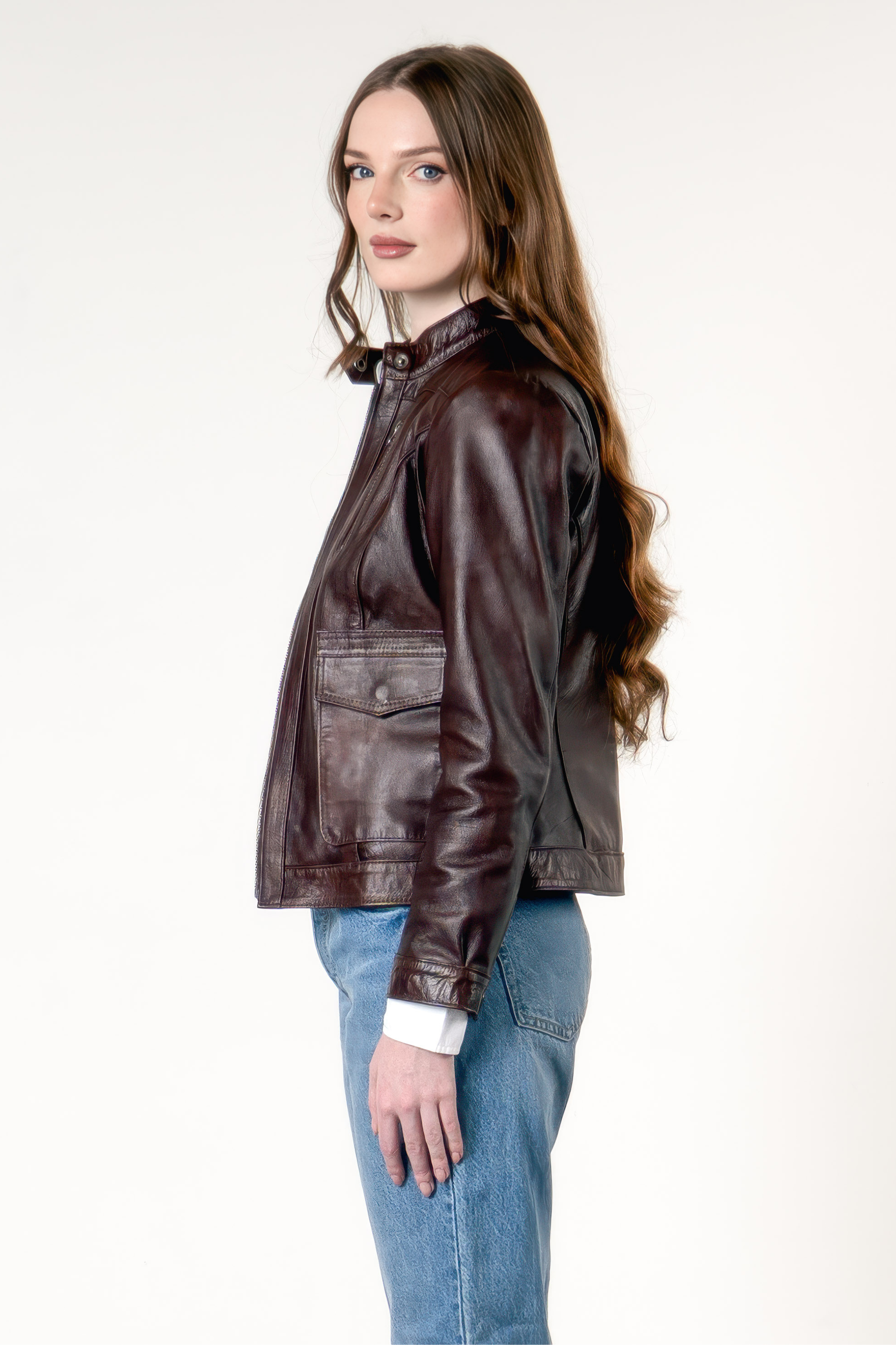 Chaqueta en Cuero Preston Coñac