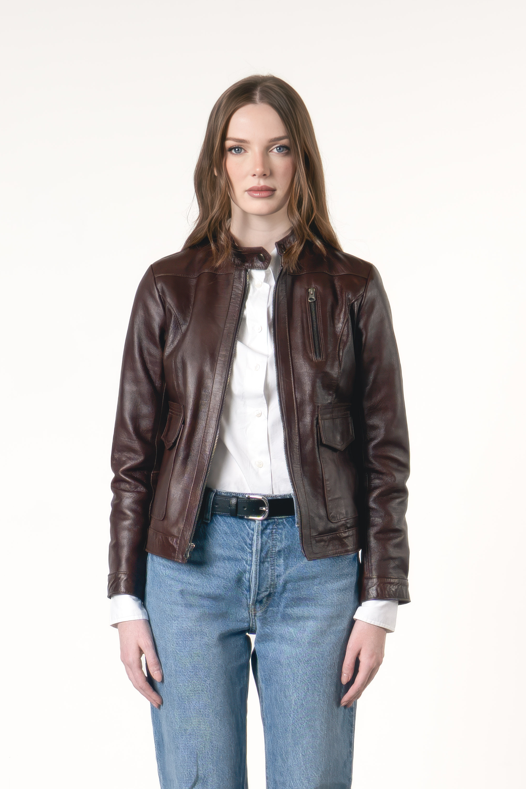 Chaqueta en Cuero Preston Coñac