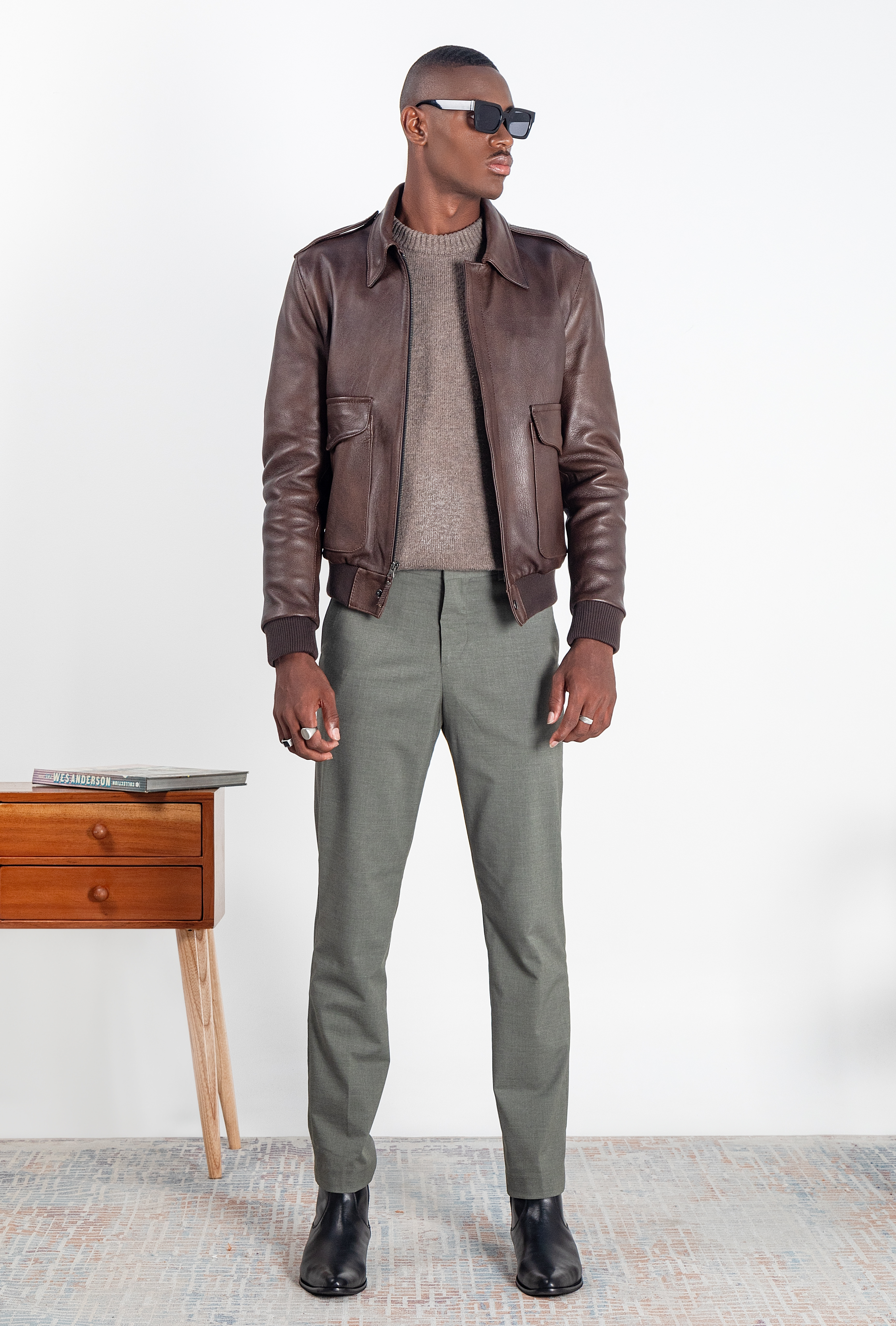 Chaqueta Aviador en cuero Color Marron