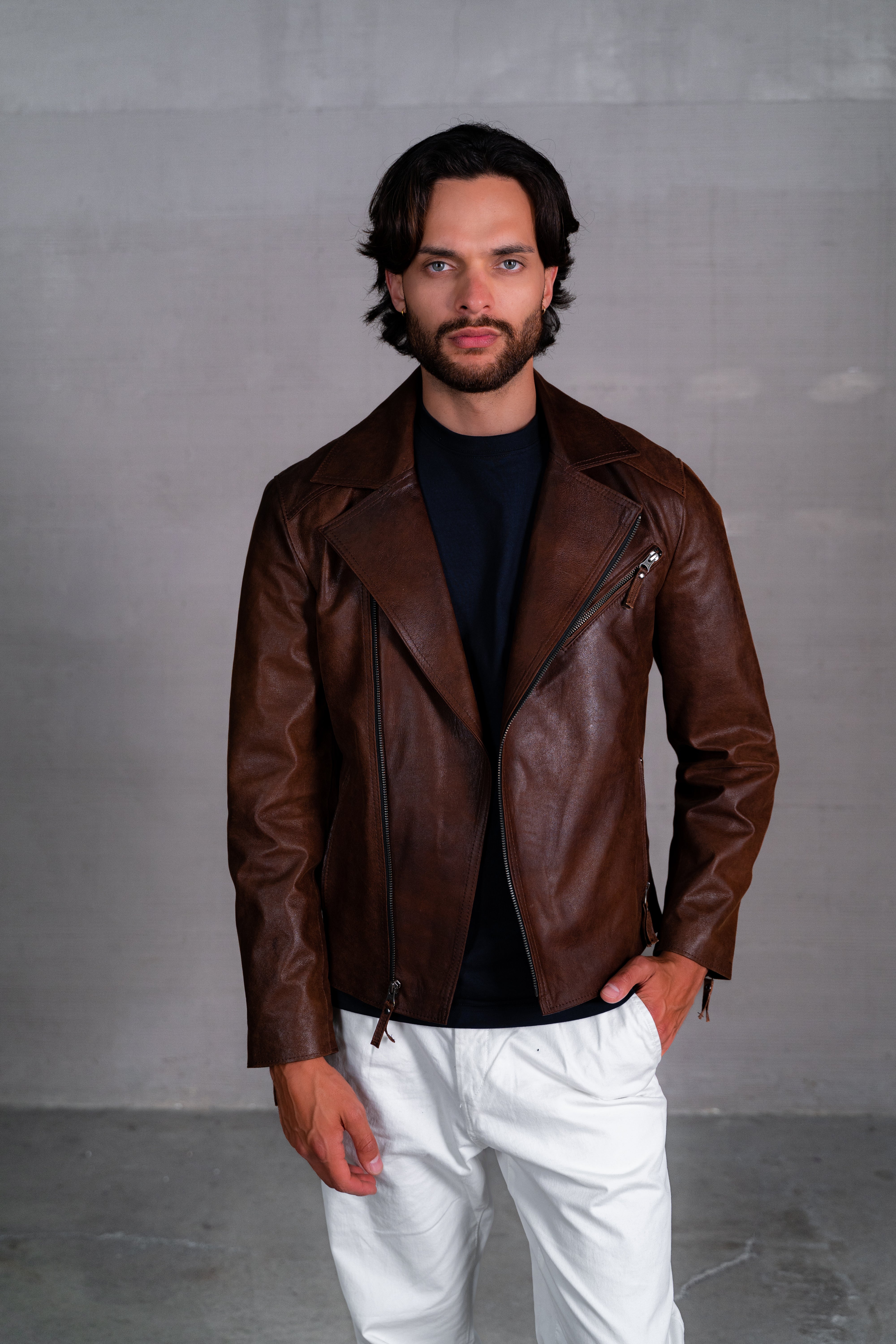 Chaqueta en Cuero Seatle en color Marron