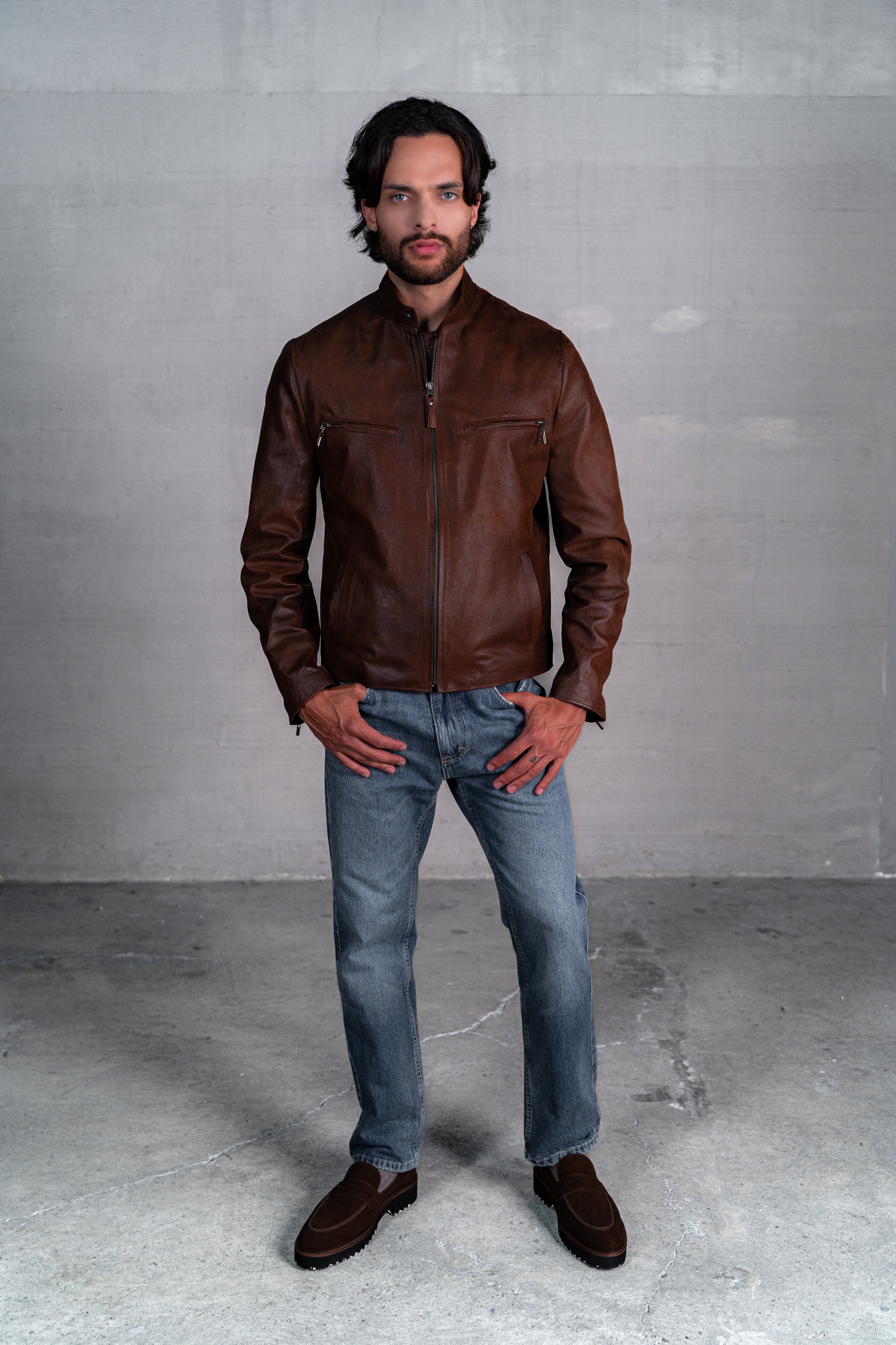 Chaqueta Daytona en Cuero color Marron