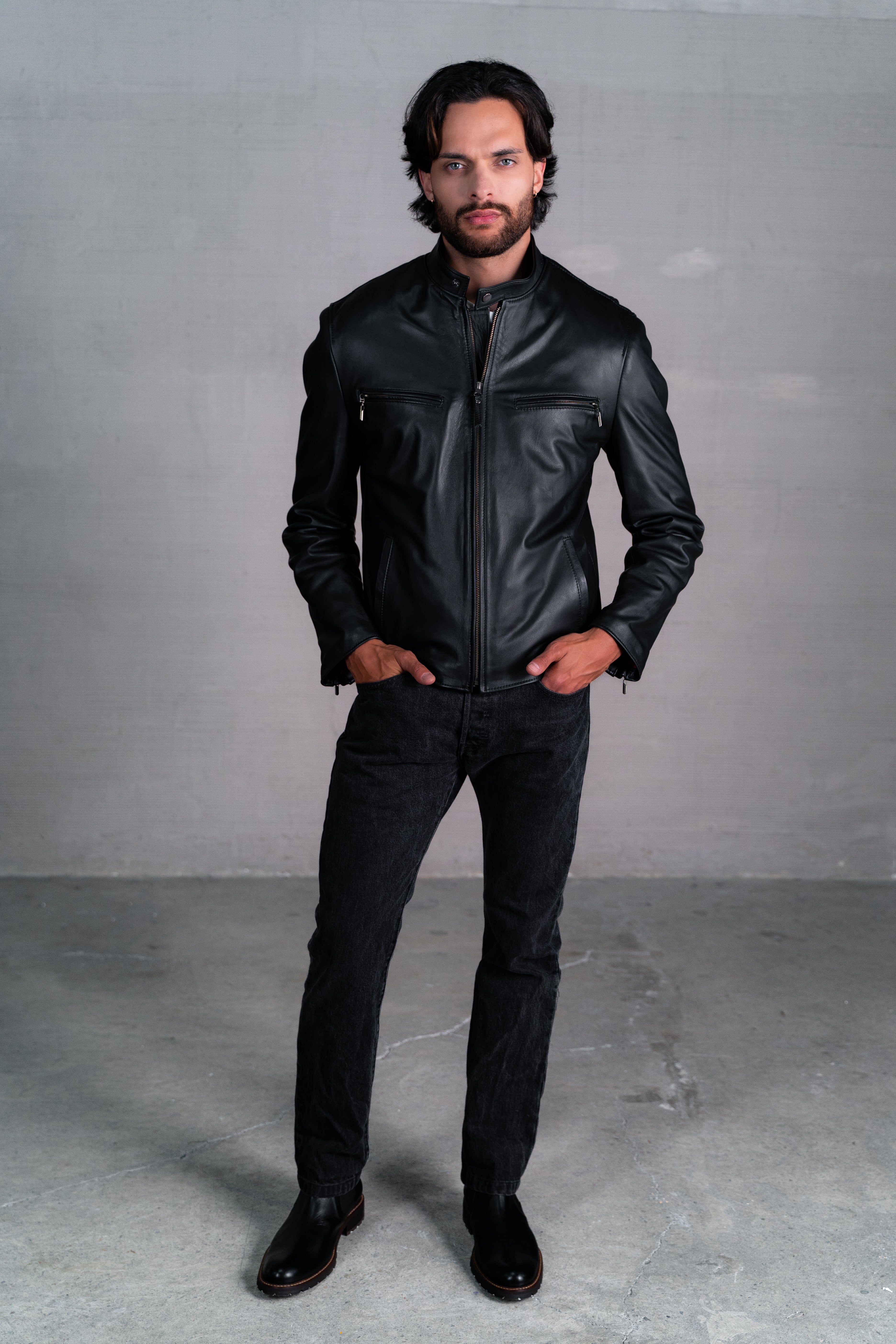 Chaqueta Daytona en cuero color negro