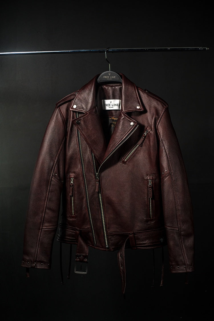 Chaqueta en cuero vinotinto Gibson