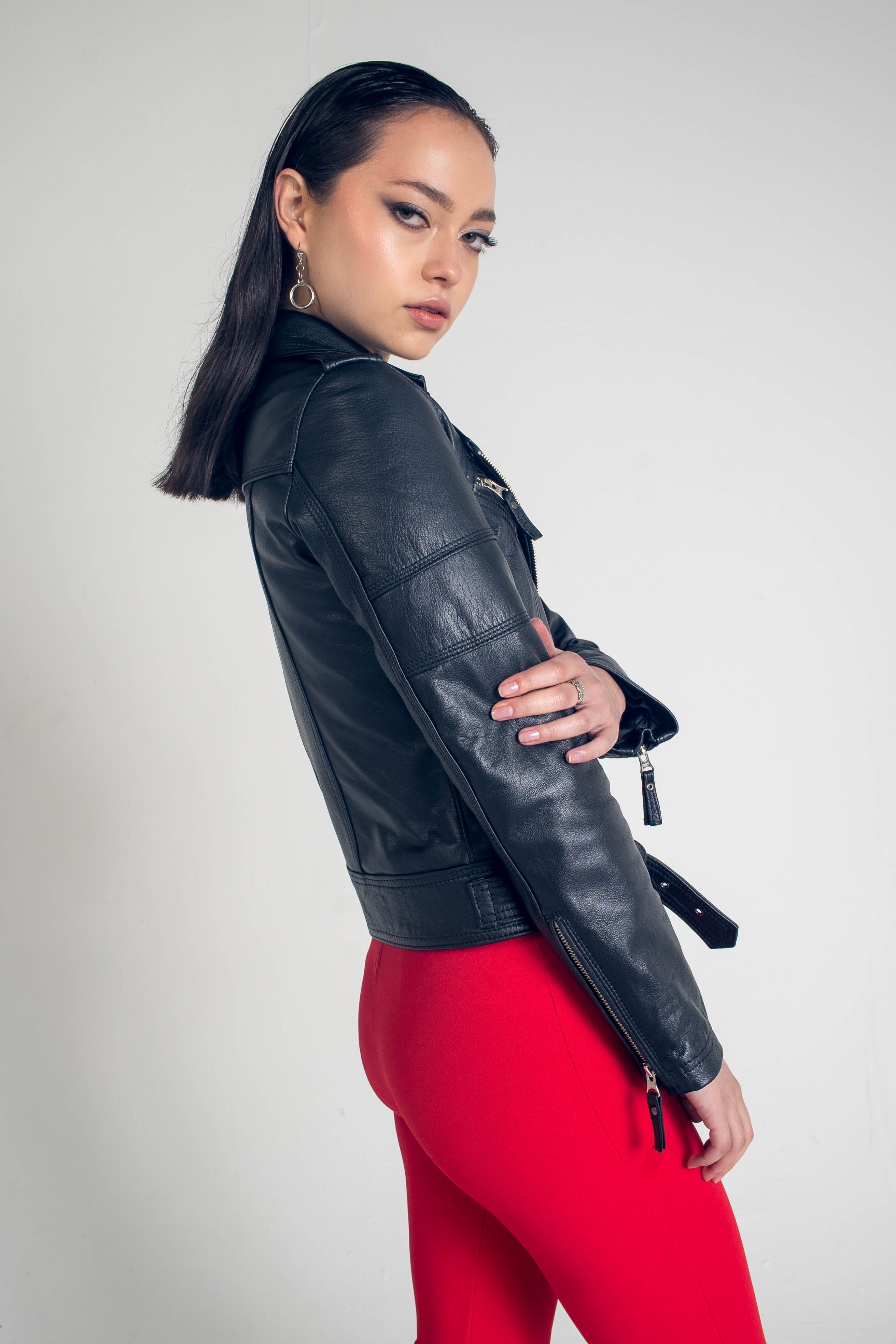 Biker en Cuero negra