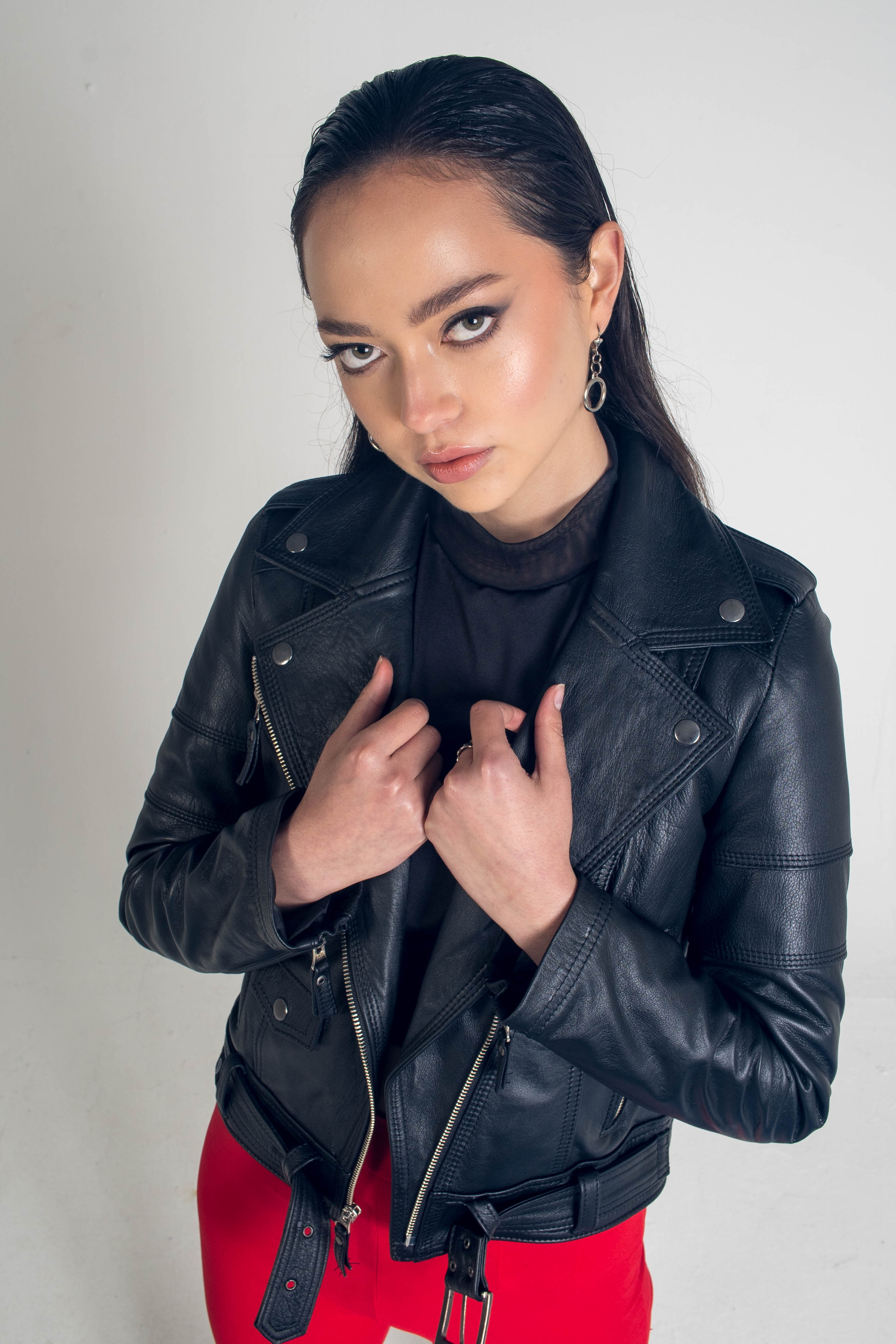 Biker en Cuero negra
