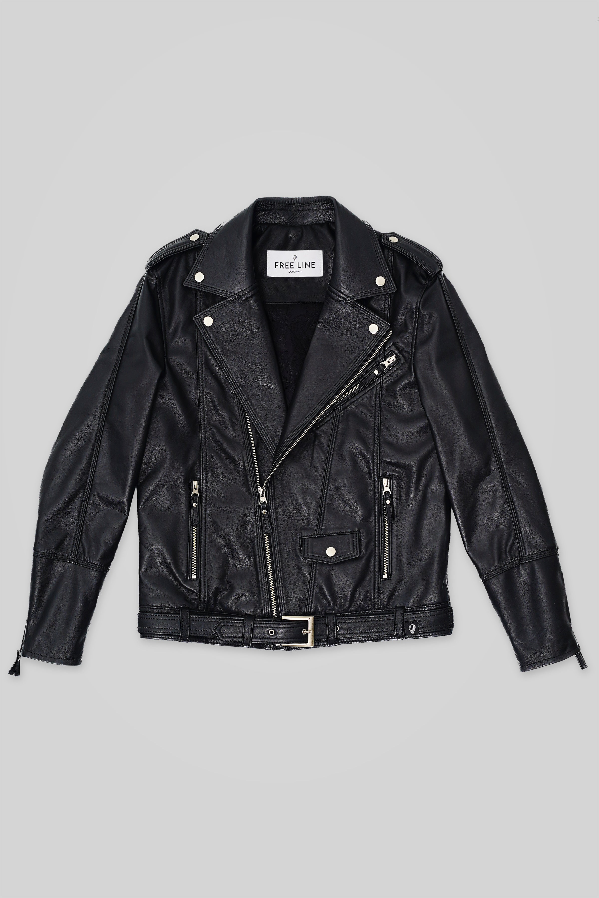 Chaqueta en cuero para hombre tipo Biker