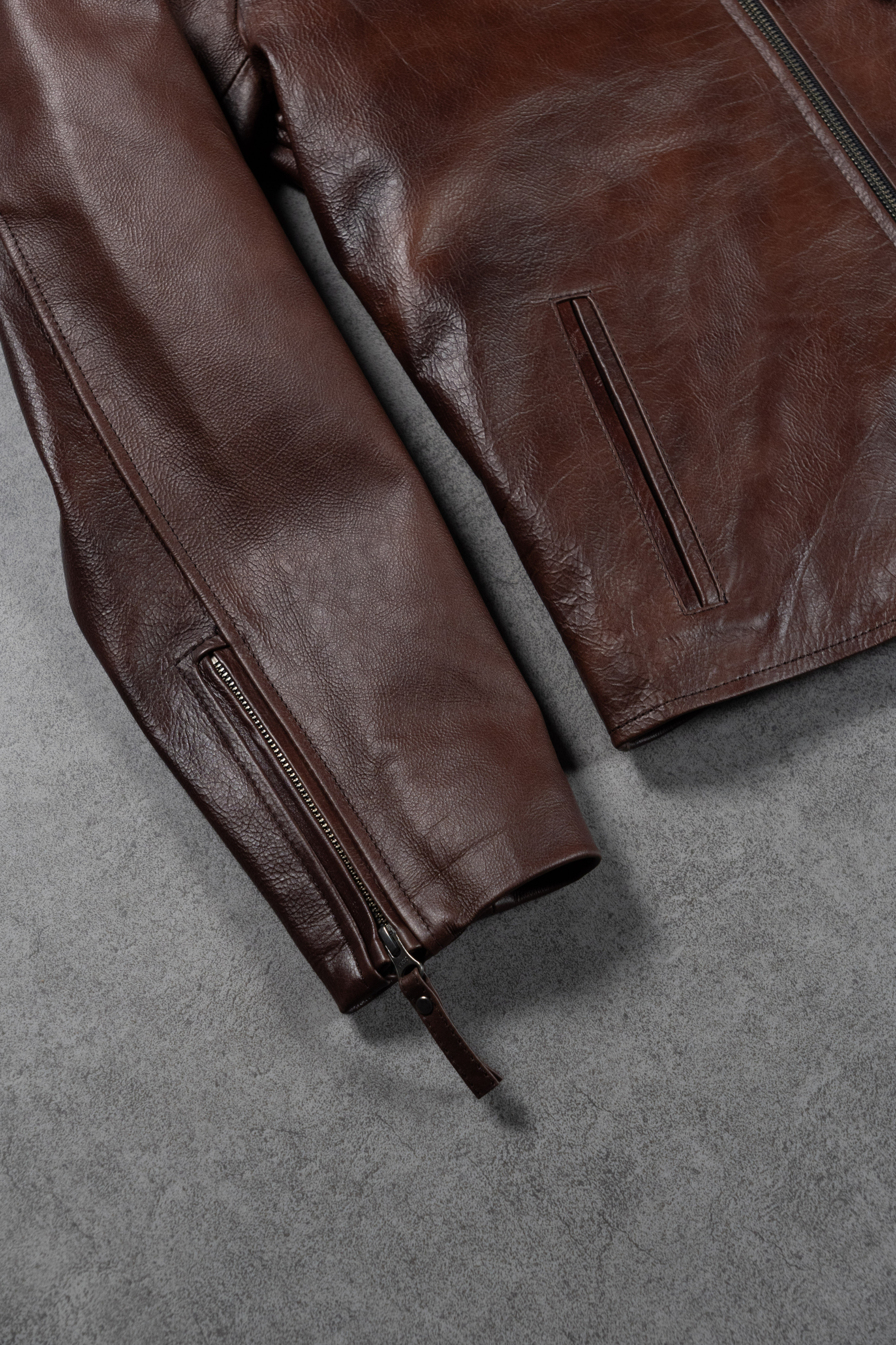 Cazadora en cuero California color coñac