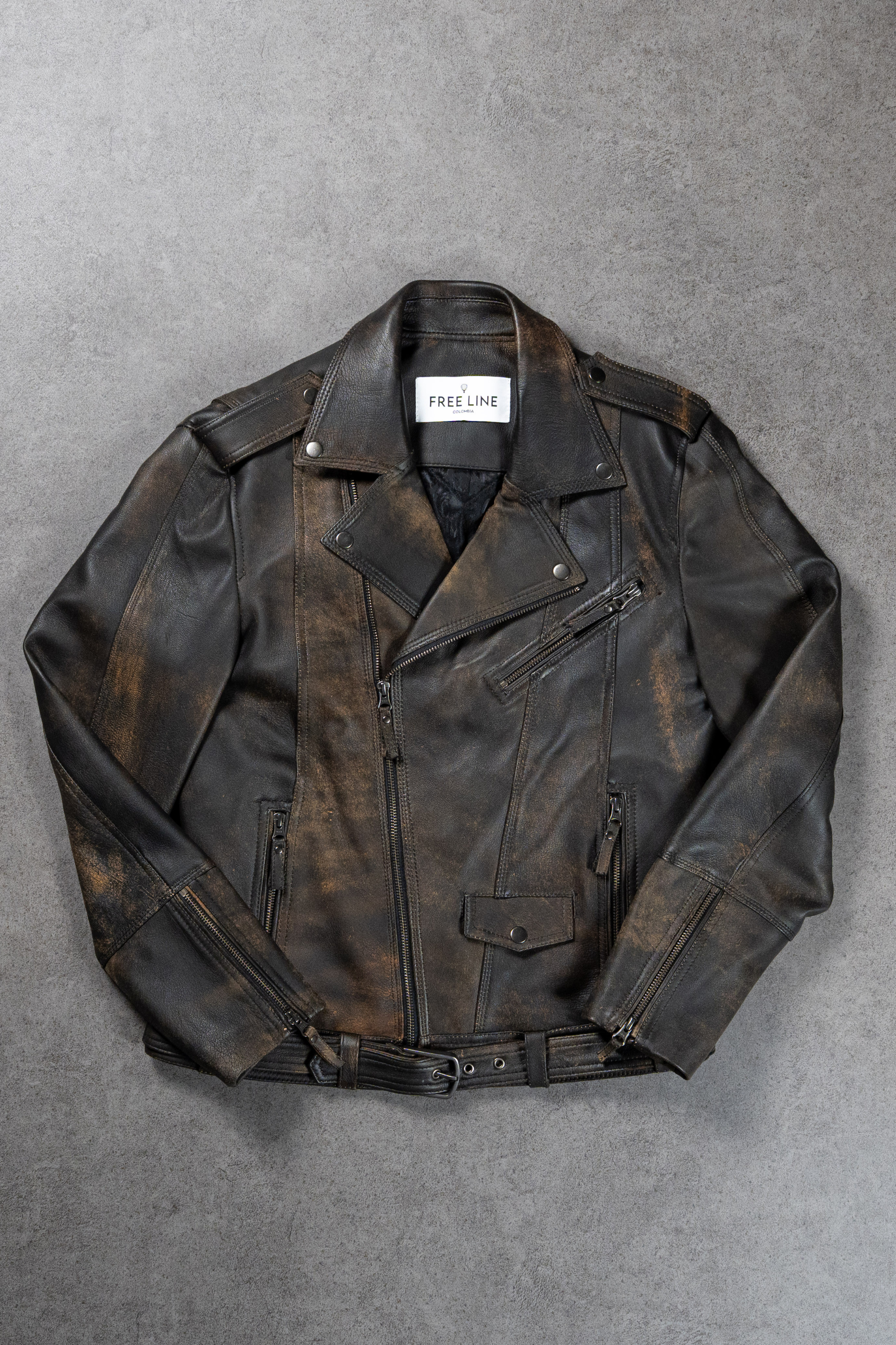 Chaqueta en Cuero Envejecido Terracota Indie