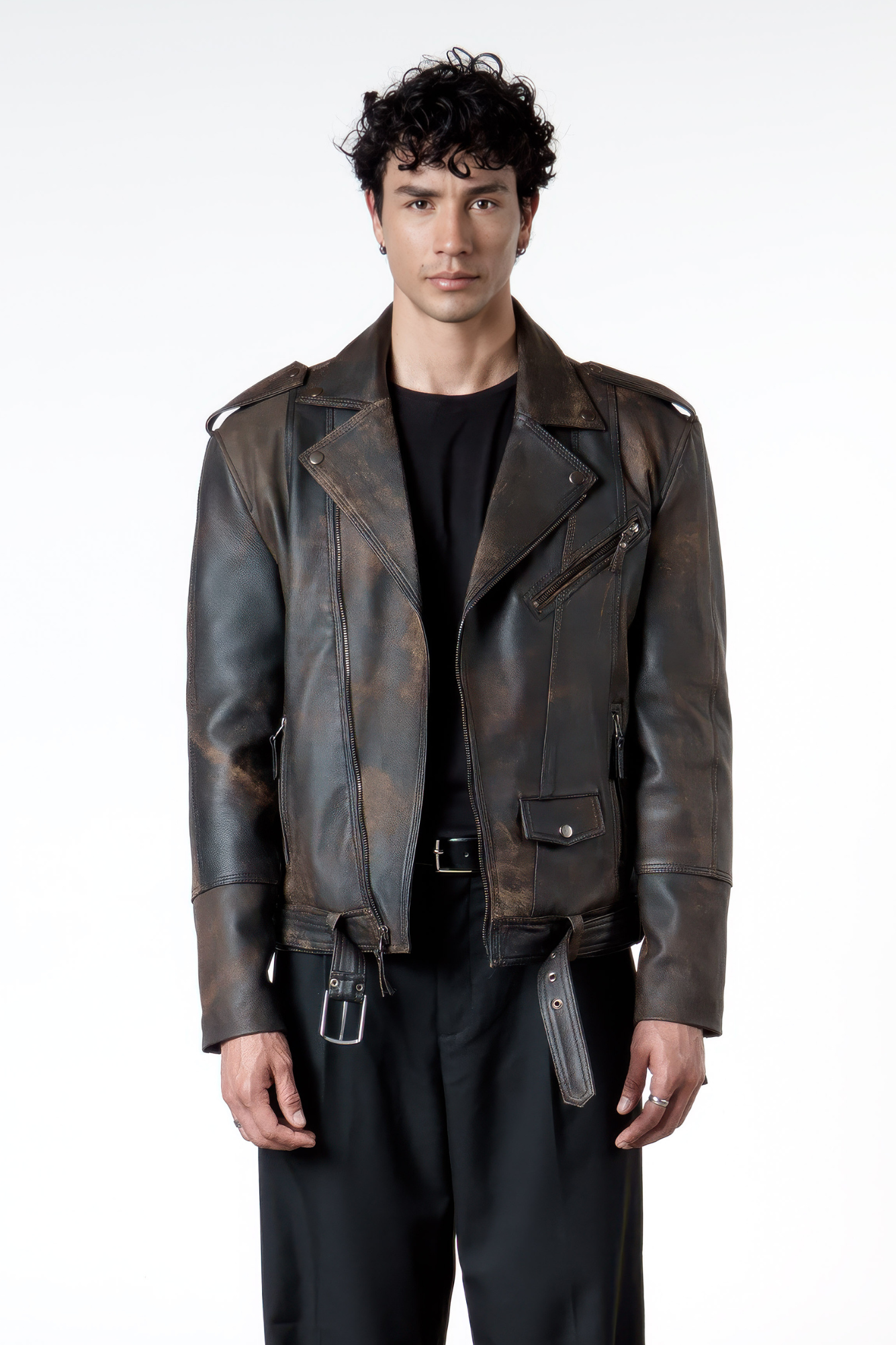 Chaqueta en Cuero Envejecido Terracota Indie