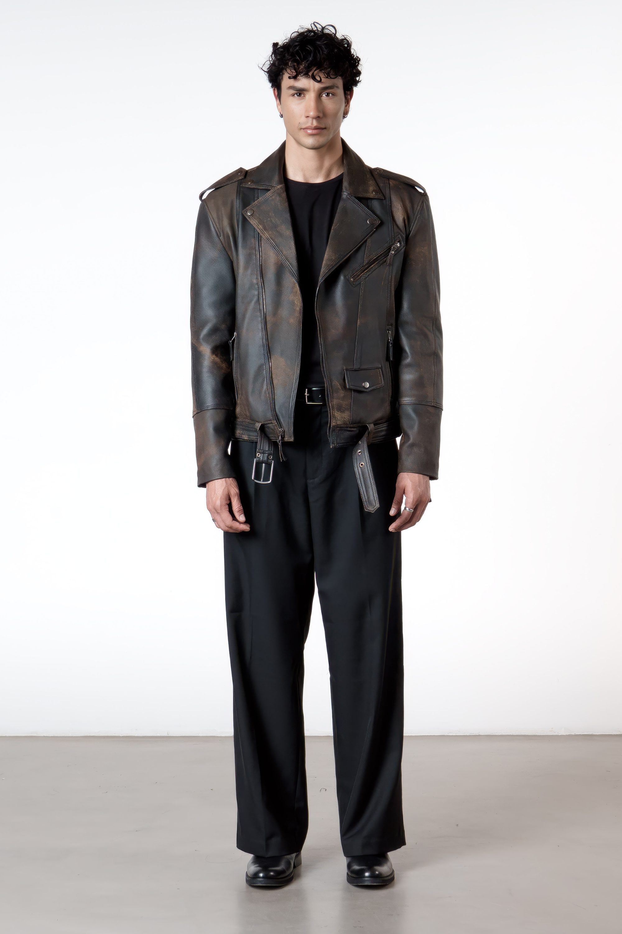 Chaqueta en Cuero Envejecido Terracota Indie