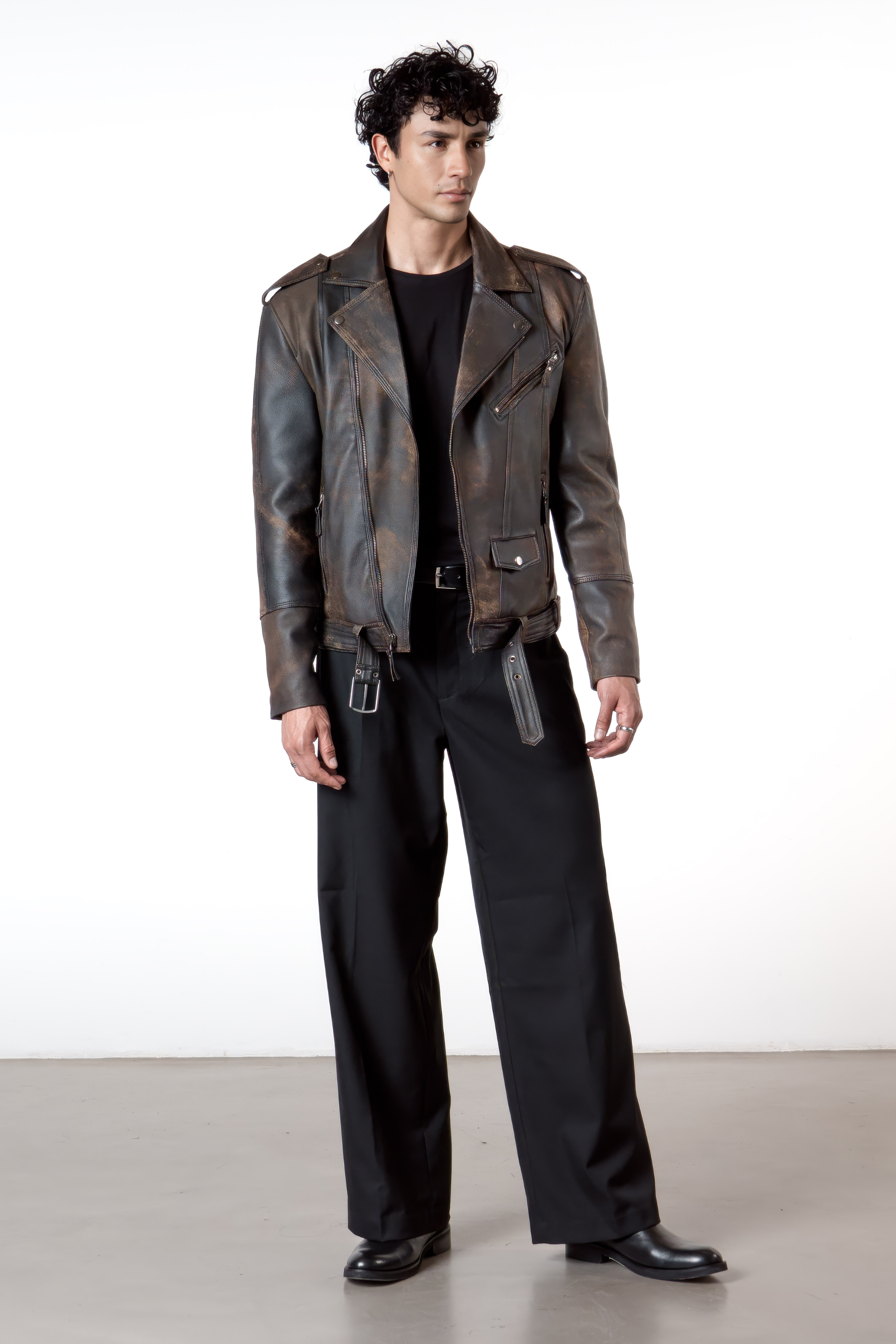 Chaqueta en Cuero Envejecido Terracota Indie