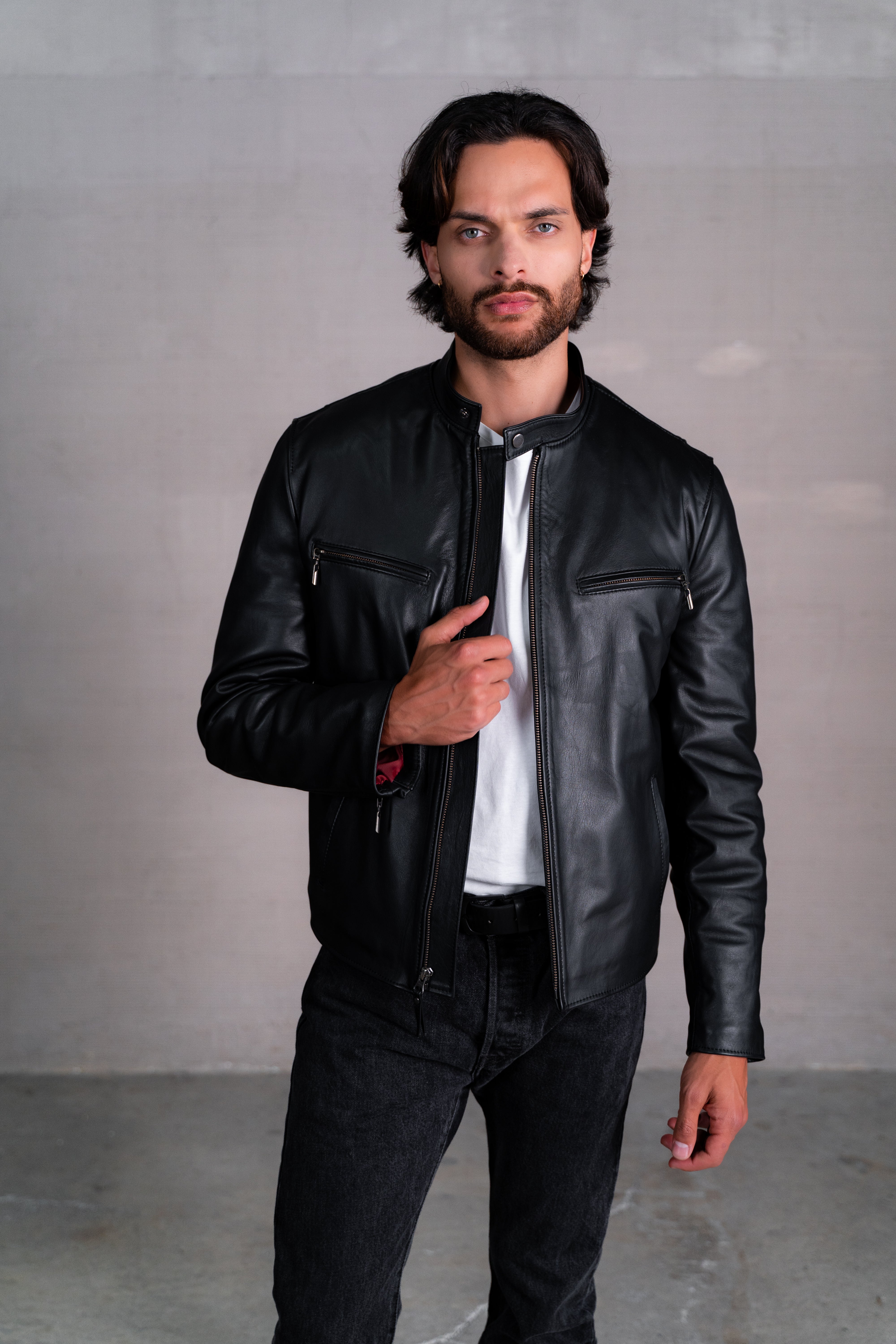 Chaqueta Daytona en cuero color negro